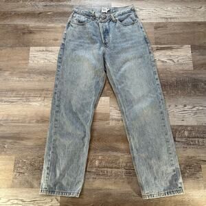 Princess Polly High Rise Straight Leg Jeans Button Fly Medium Wash Size 6